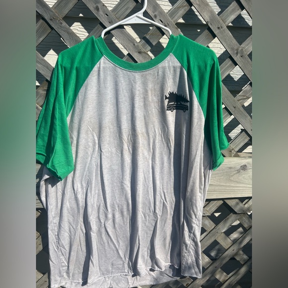 Green and grey Christmas Vacation themed baseball tee #ChristmasVibes - Picture 1 of 4